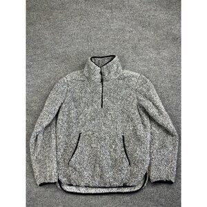 Life Integrity Earth Sweater Women's Large Gray Sherpa Fleece 1/4 Zip Pullover
